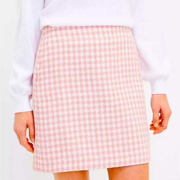 LOFT Dresses & Skirts - LOFT Pink Gingham Tweed Women's Skirt